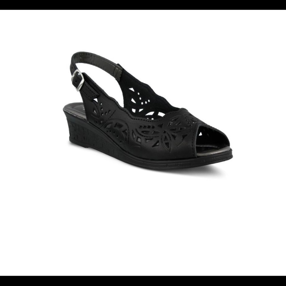 Spring step Orella  black wedge sandals size 9